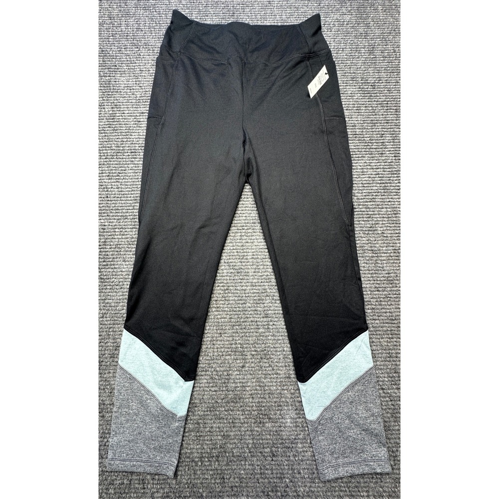 T by Talbots Leggings Women PM Black Colorblock Side Pockets